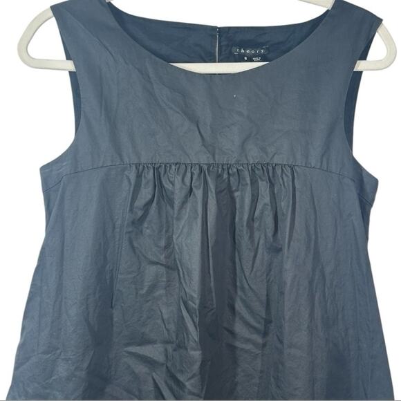 Theory Kadie Black Cotton Mini Dress Size 8 Sleeveless Little Black Dress - Picture 3 of 11